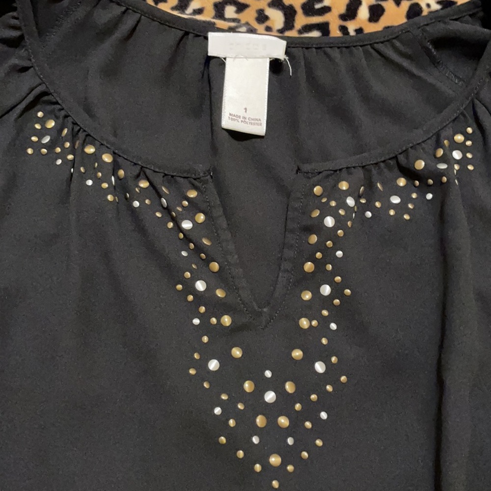 Chico’s embellished 3/4 sleeves pheasant top - Picture 3 of 6